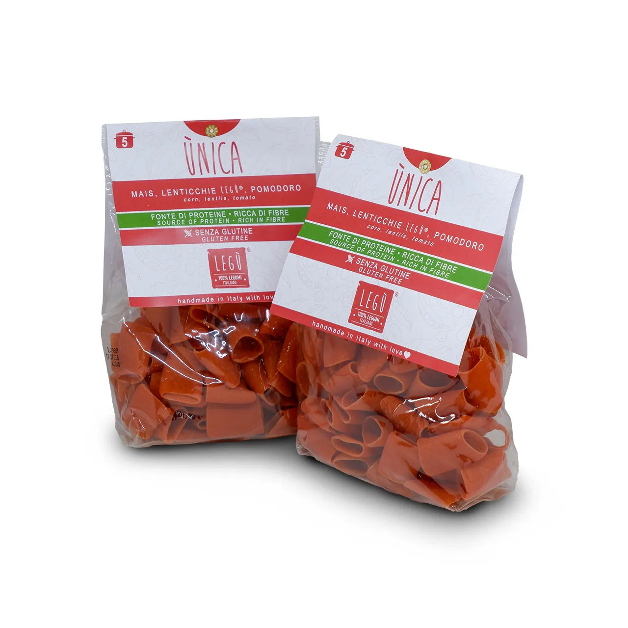 pacco di pasta senza glutine fatta con lenticchie rosse prodotte dall'azienda Legù venduto da Buono!