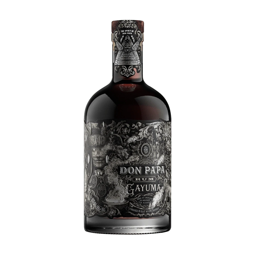 bottiglia nera del rum don papa gayuma venduto da Buono!