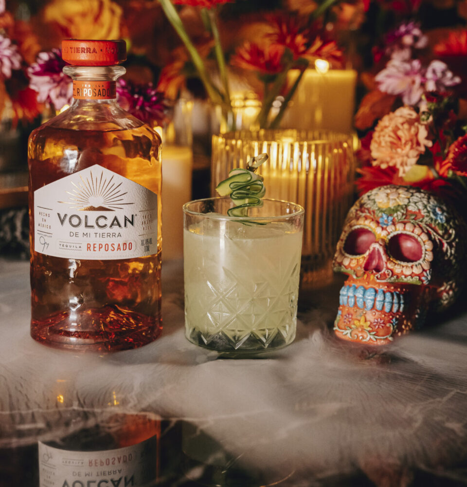 cocktail e bottiglia di Tequila volcan de mi tierra reposado venduto da Buono!
