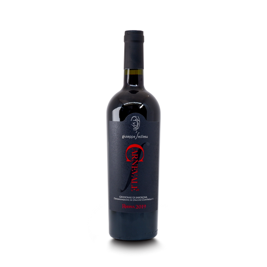 bottiglia di vino rosso cannonau riserva chiamato Carnevale della cantina Giuseppe Sedilesu e venduto da Buono!