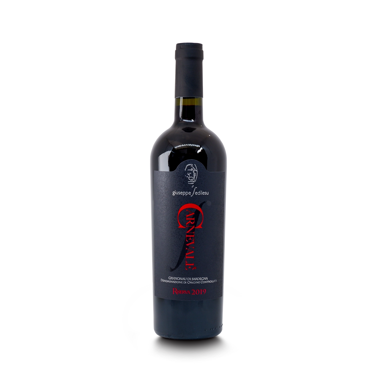 bottiglia di vino rosso cannonau riserva chiamato Carnevale della cantina Giuseppe Sedilesu e venduto da Buono!